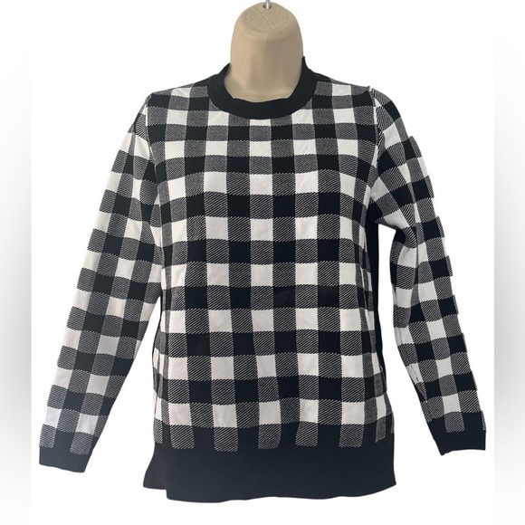 Sandro Paris Women’s  Sz  1 (US Small) Black & White Checked Knit Top - Picture 1 of 6